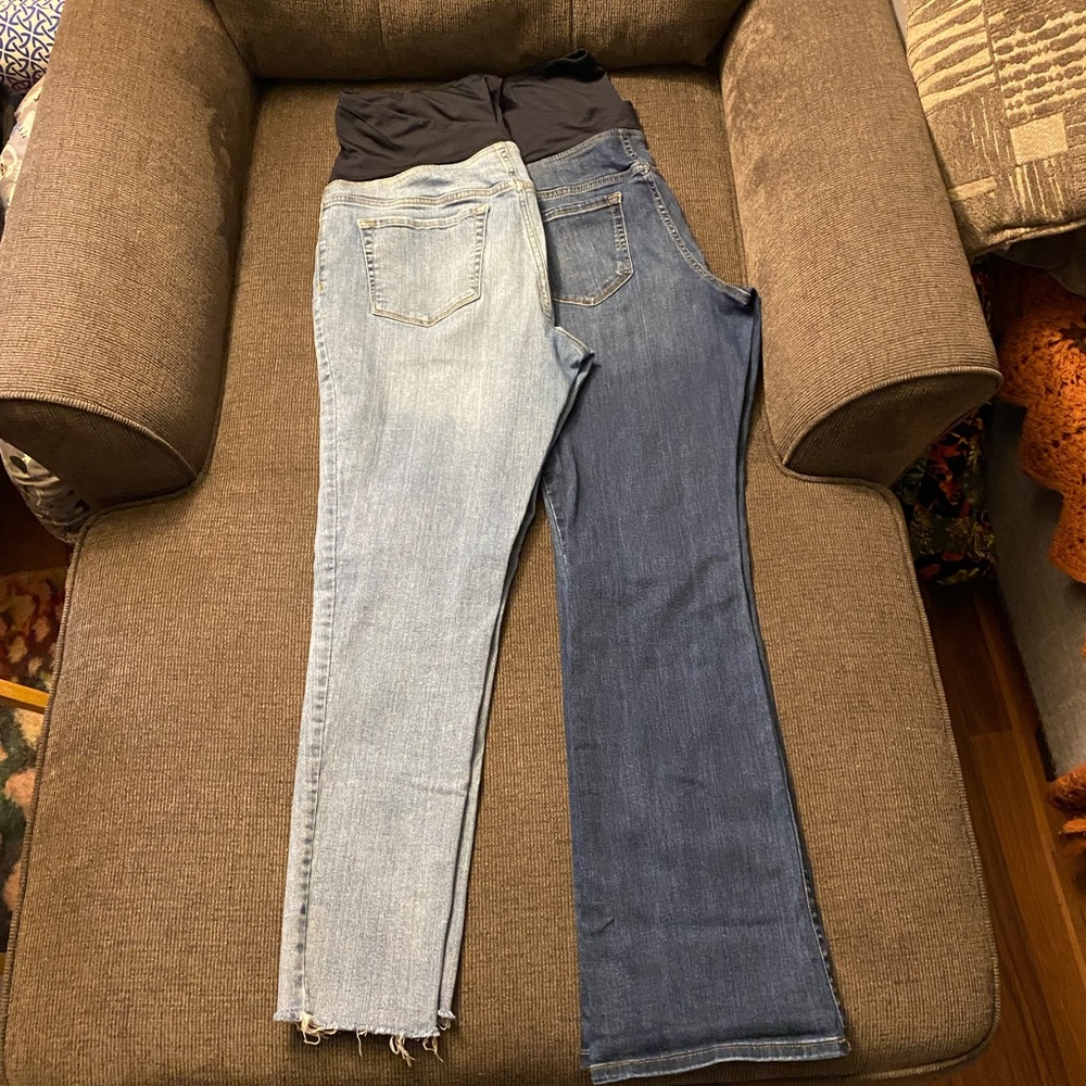 Two Pairs maternity jeans in like new condition